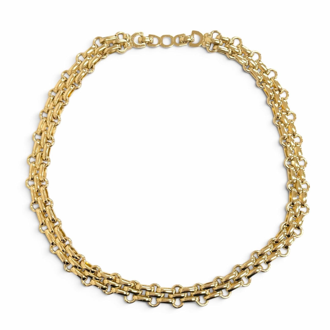 極美品△Christian Dior クリスチャンディオール ヴィンテージ チェーン チョーカー ネックレス アクセサリー ゴールド ドイツ製