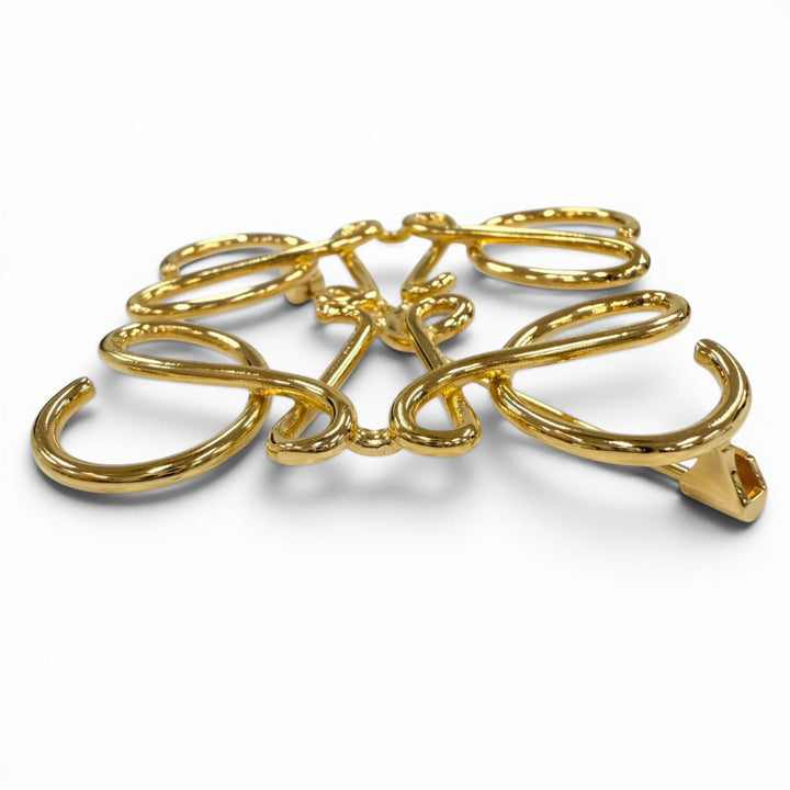 極美品☆LOEWE ロエベ メタル アナグラムロゴ アクセサリー 5×5cm ブローチ ゴールド レディース 箱・保存袋付き