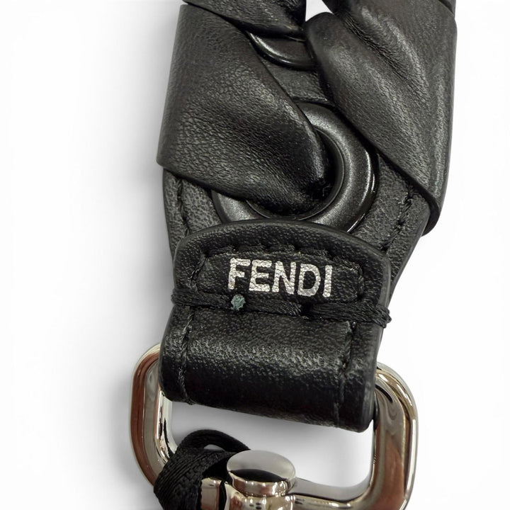 極美品☆FENDI フェンディ ミニストラップユー レザー リボン ショルダーストラップ ブラック イタリア製 レディース 保存袋付き