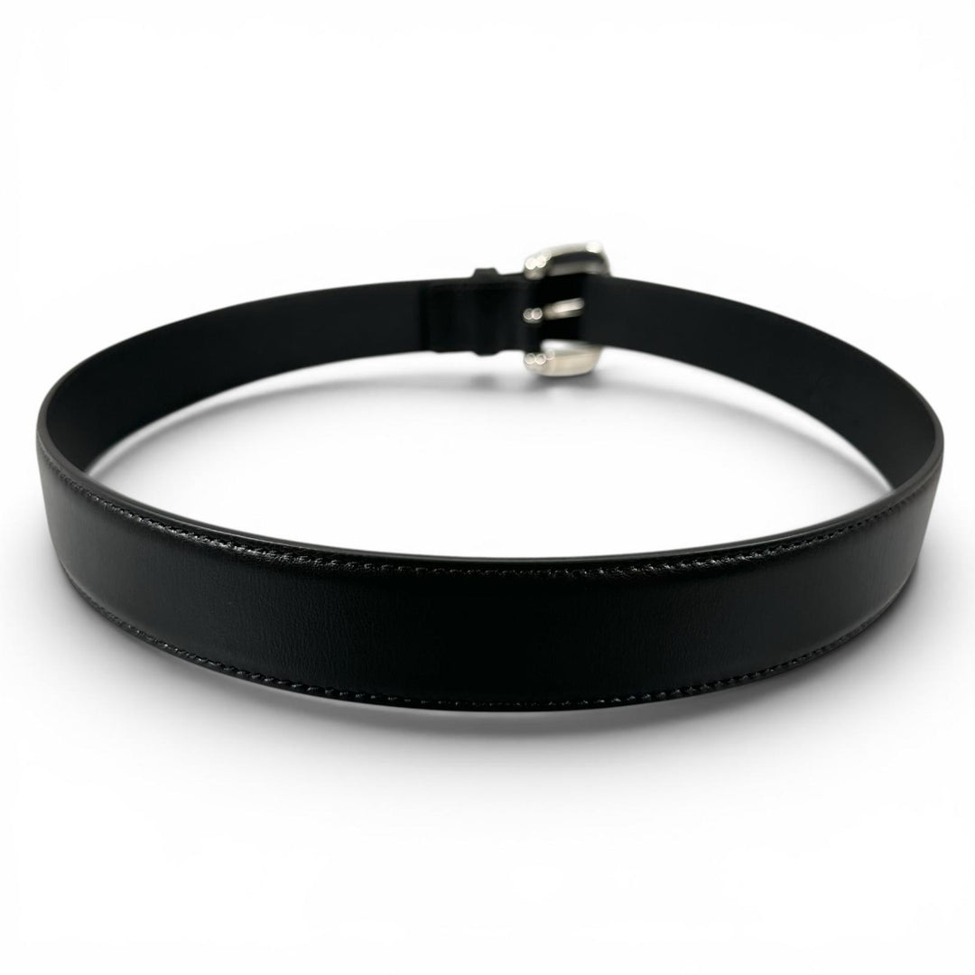 極美品▲GUCCI グッチ 700338 ホースビット ピンバックル レザー ベルト ブラック シルバー金具 80/32 イタリア製 レディース