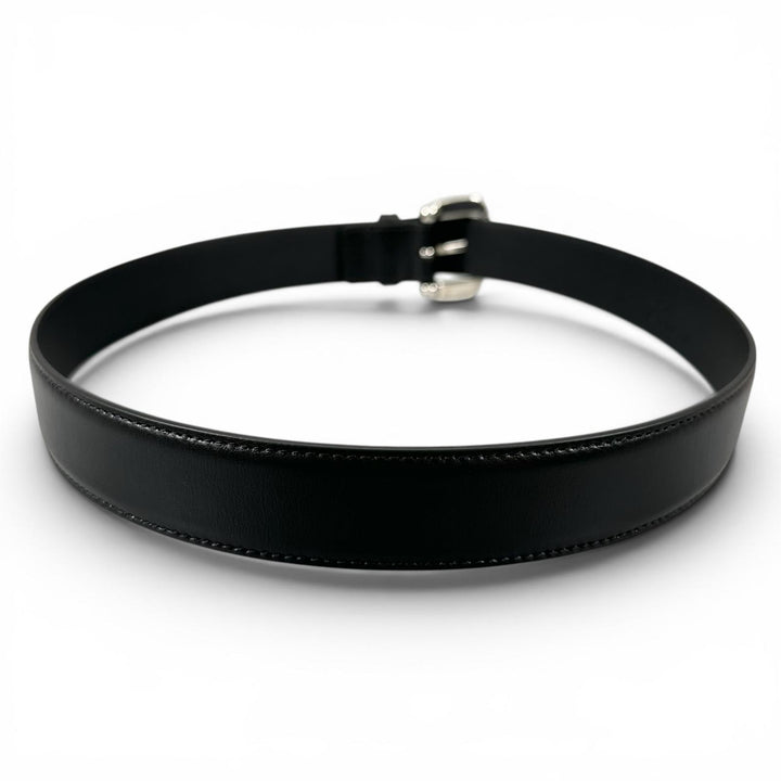極美品▲GUCCI グッチ 700338 ホースビット ピンバックル レザー ベルト ブラック シルバー金具 80/32 イタリア製 レディース