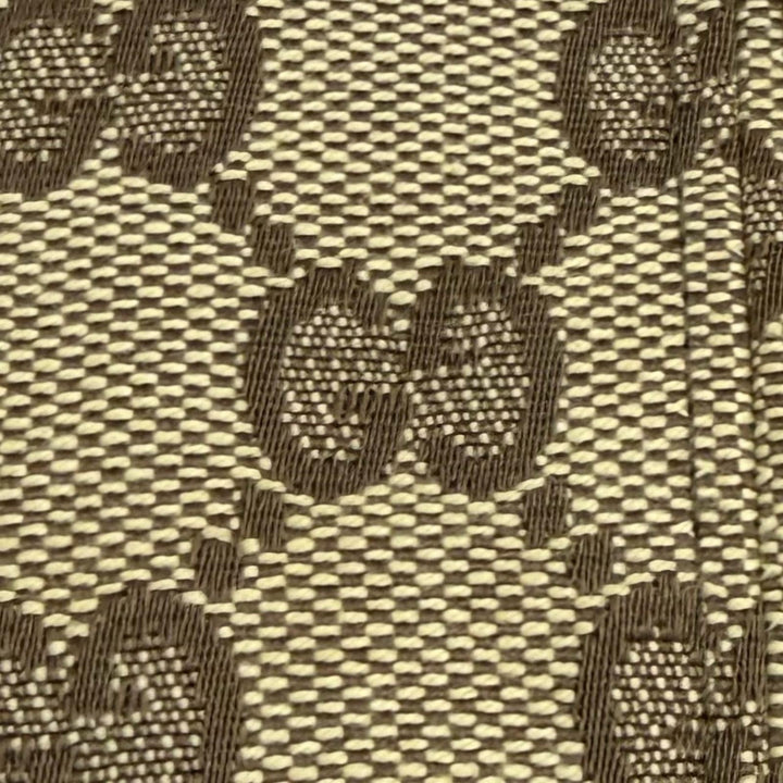 良品★GUCCI グッチ レザー使い ロゴ金具付 GGキャンバス シェリーライン バケットハット 帽子 ベージュ L イタリア製 レディース
