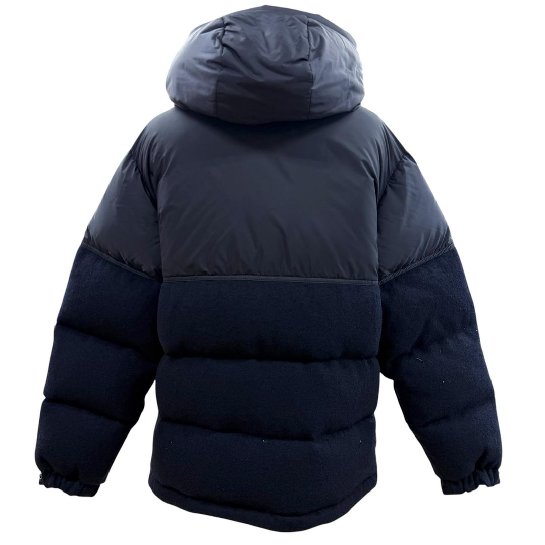 美品▼MONCLER モンクレール ANDRES ロゴ刺繍 フーデッド ダブルジップアップ ダウンジャケット ネイビー 2 正規品 メンズ ハンガー付き