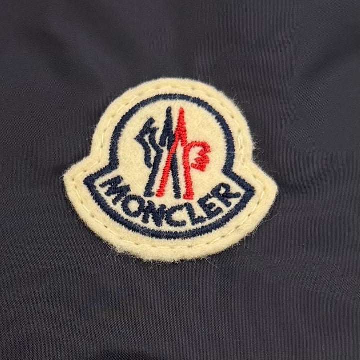 美品▼MONCLER モンクレール ANDRES ロゴ刺繍 フーデッド ダブルジップアップ ダウンジャケット ネイビー 2 正規品 メンズ ハンガー付き