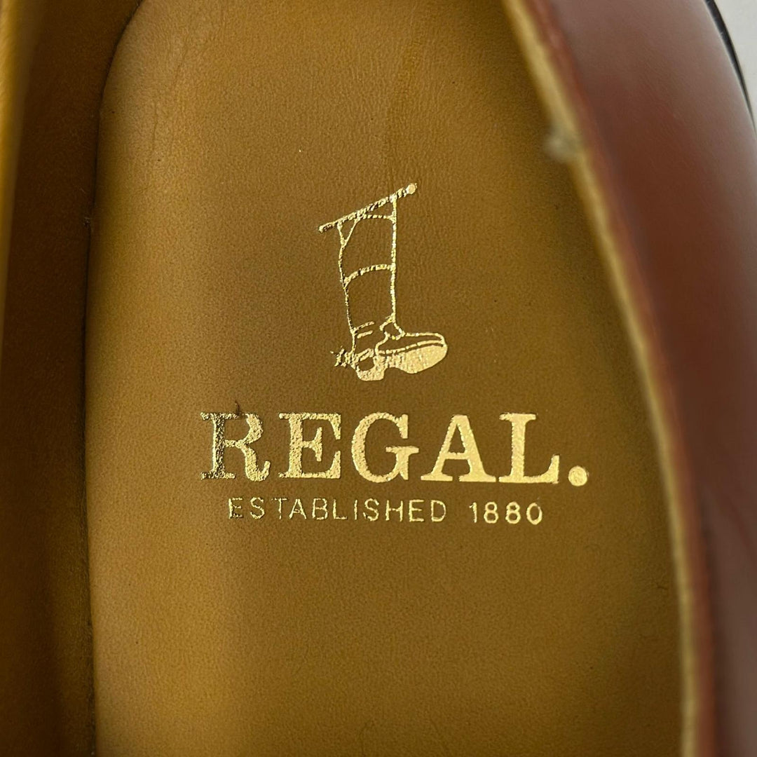 未使用品▲REGAL リーガル 2794 内羽根 パンチドキャップトゥ ストレートチップ レザーシューズ ブラウン 25.5cm メンズ 箱付き
