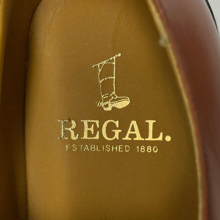 未使用品▲REGAL リーガル 2794 内羽根 パンチドキャップトゥ ストレートチップ レザーシューズ ブラウン 25.5cm メンズ 箱付き