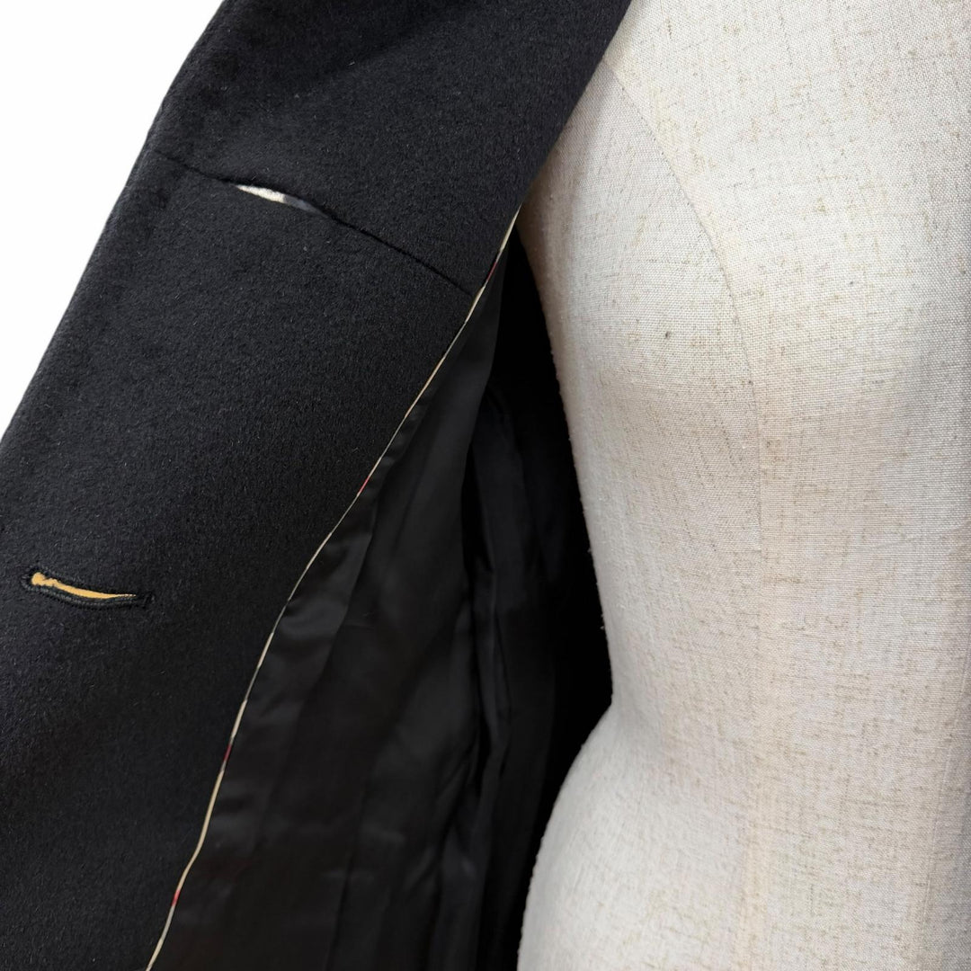 美品☆BURBERRY LONDON バーバリーロンドン アンゴラ ウール ロゴボタン付 ロング丈 コート ブラック 36 日本製 正規品 レディース