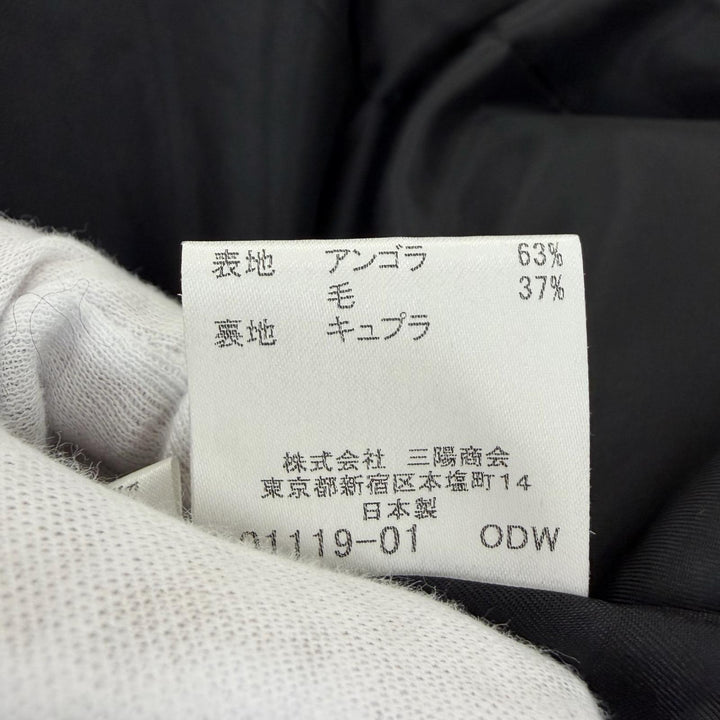 美品☆BURBERRY LONDON バーバリーロンドン アンゴラ ウール ロゴボタン付 ロング丈 コート ブラック 36 日本製 正規品 レディース