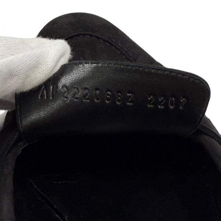 美品★HERMES エルメス モカシン ロワイヤル シルバー金具 ロゴプレート付 スウェードレザー ローファー ブラック 37.5 箱・保存袋付き