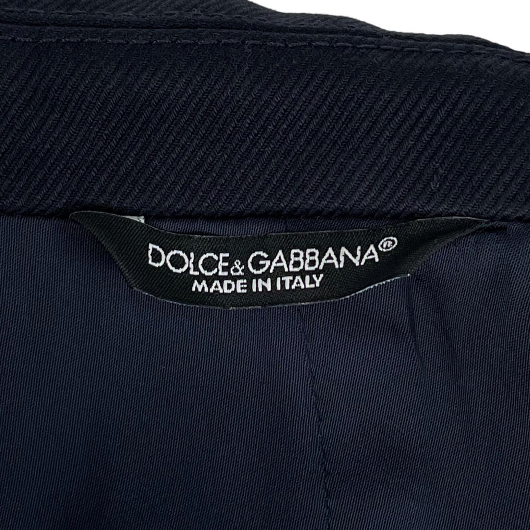 美品▲DOLCE&amp;GABBANA ドルチェ＆ガッバーナ コットン100% ロゴプレート付 ダブルブレスト ピーコート ネイビー 46 伊製 正規品 メンズ
