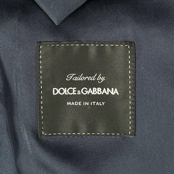 美品▲DOLCE&amp;GABBANA ドルチェ＆ガッバーナ コットン100% ロゴプレート付 ダブルブレスト ピーコート ネイビー 46 伊製 正規品 メンズ