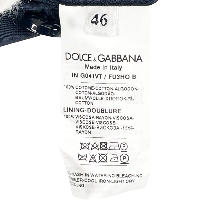 美品▲DOLCE&amp;GABBANA ドルチェ＆ガッバーナ コットン100% ロゴプレート付 ダブルブレスト ピーコート ネイビー 46 伊製 正規品 メンズ
