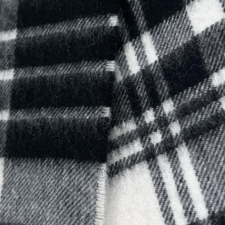 極美品▲Johnstons of Elgin ジョンストンズ オブ エルガン WA000057 KU0079 カシミヤ100％ チェック マフラー ブラック ホワイト メンズ