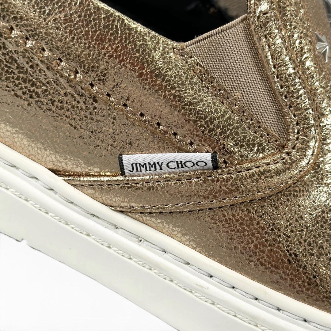 未使用品▲JIMMY CHOO ジミーチュウ GROVE グローブ スタースタッズ レザー スリッポン ゴールド 43 イタリア製 メンズ 箱・保存袋付き