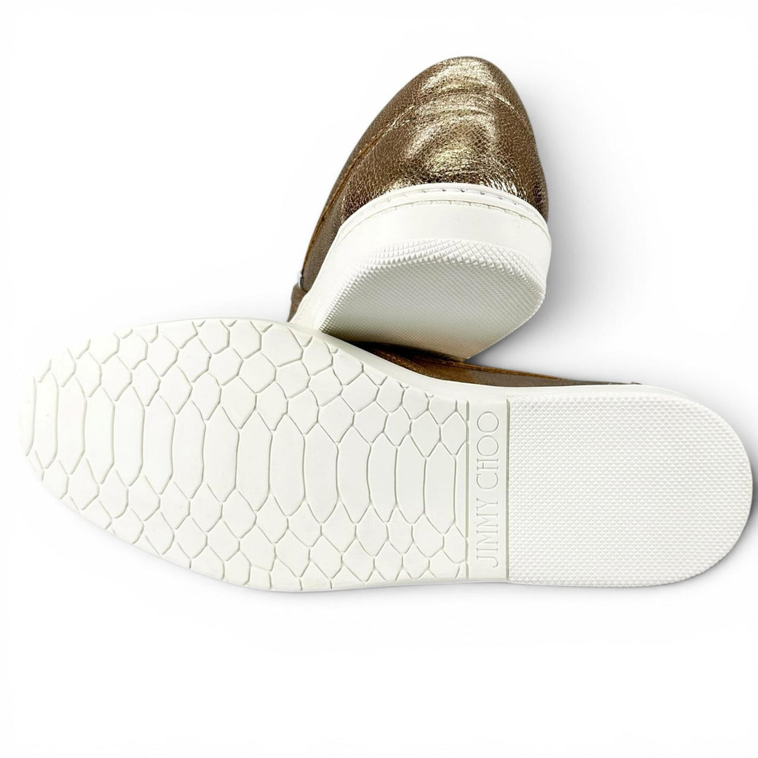 未使用品▲JIMMY CHOO ジミーチュウ GROVE グローブ スタースタッズ レザー スリッポン ゴールド 43 イタリア製 メンズ 箱・保存袋付き