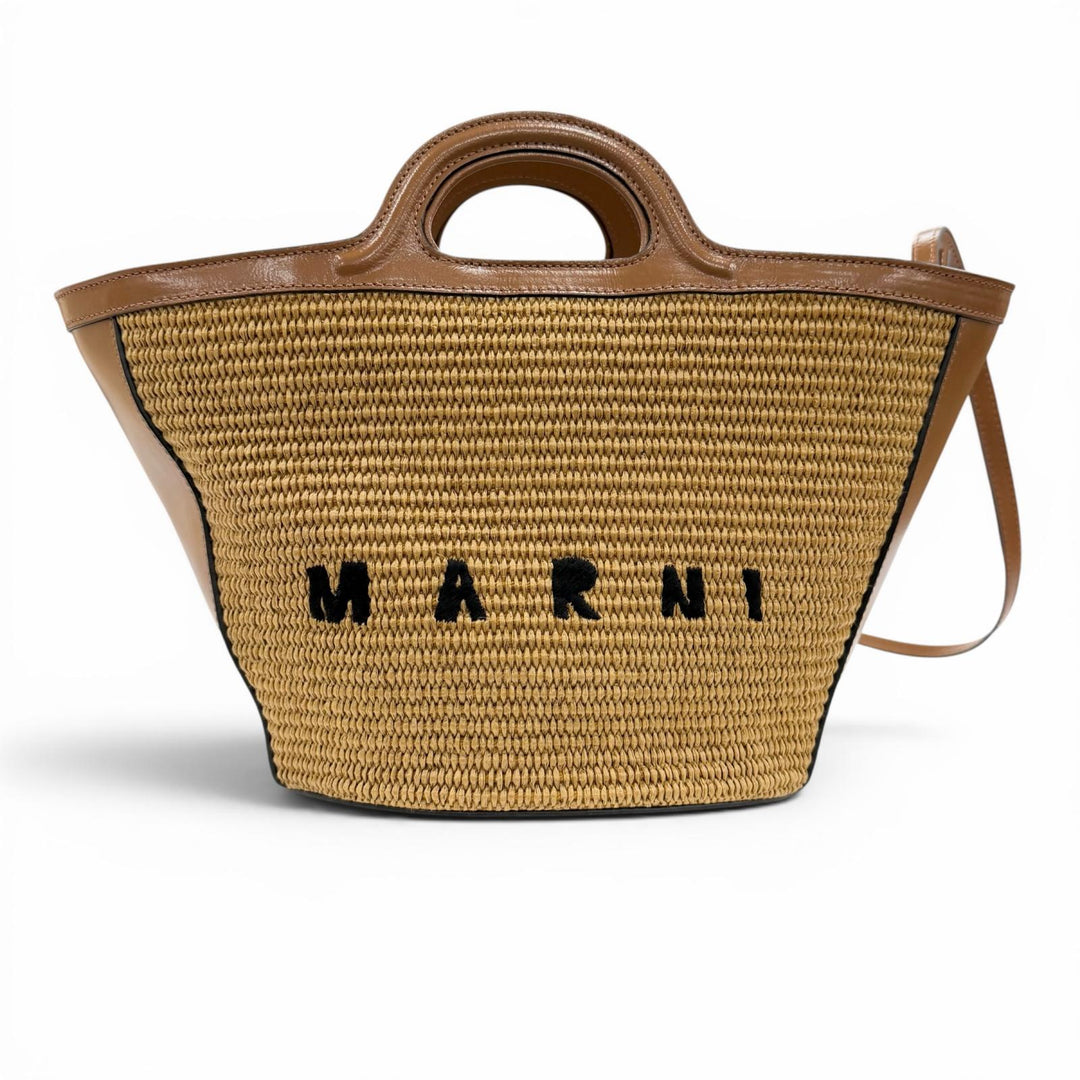 未使用品◇MARNI マルニ 2024SS BMMP0068Q0 TROPICALIA BAG SMALL ロゴ刺繍 レザー使い 2WAY ハンド ショルダーバッグ イタリア製 袋付き