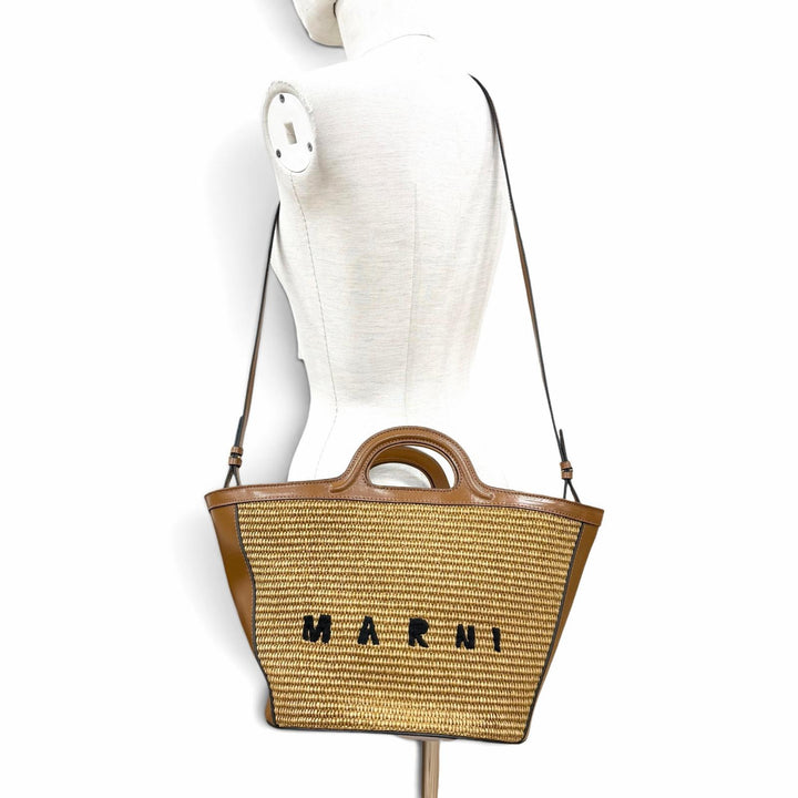 未使用品◇MARNI マルニ 2024SS BMMP0068Q0 TROPICALIA BAG SMALL ロゴ刺繍 レザー使い 2WAY ハンド ショルダーバッグ イタリア製 袋付き