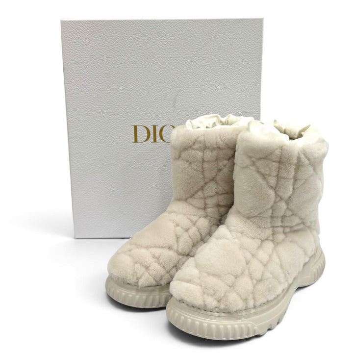 良品★Christian Dior クリスチャンディオール KCI992SKK DIOR FROST カナージュ シアリング ムートン ショートブーツ 36 箱付き