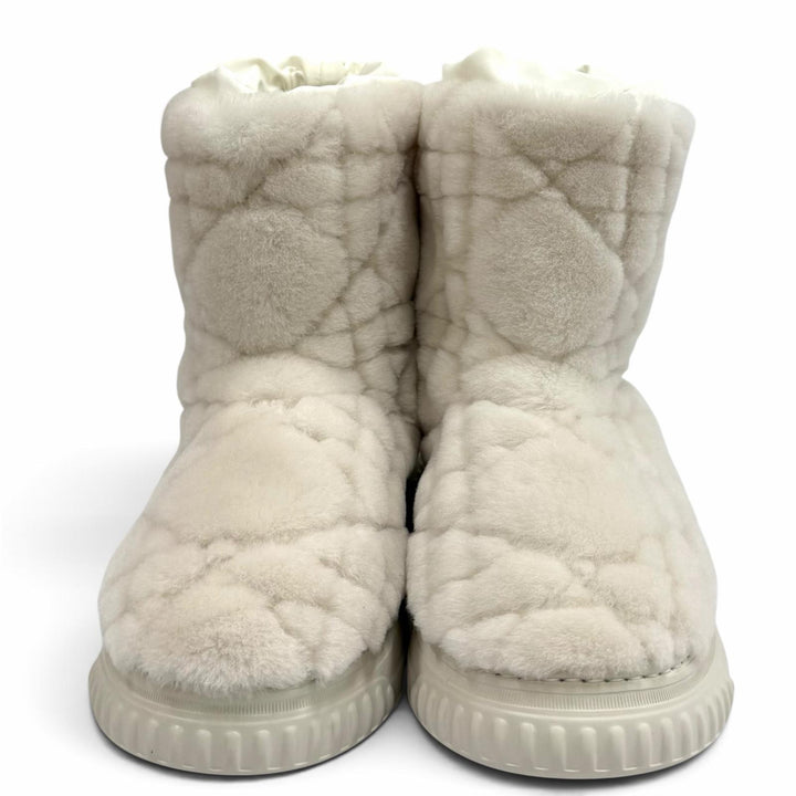 良品★Christian Dior クリスチャンディオール KCI992SKK DIOR FROST カナージュ シアリング ムートン ショートブーツ 36 箱付き
