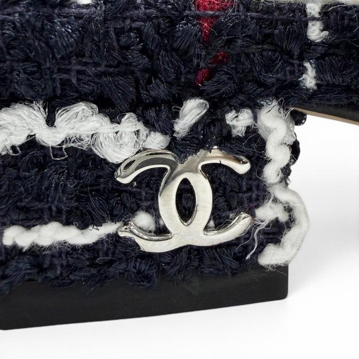 極美品◇CHANEL シャネル G31319 ココマーク金具付 ツイード スリングバック パンプス マルチ シルバー金具 36 イタリア製 レディース