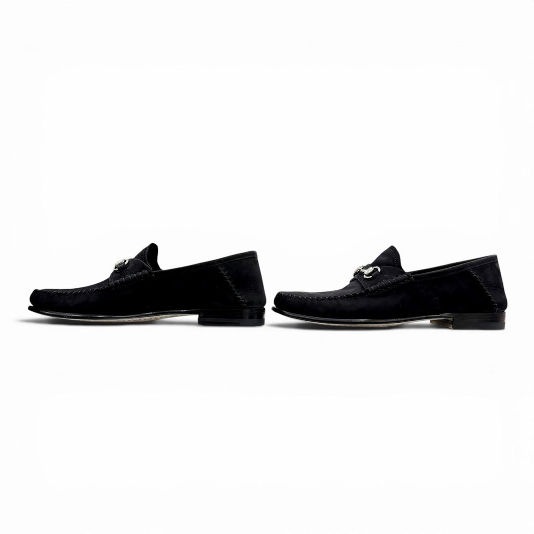 未使用品◇GUCCI グッチ 1953 ヌバック ホースビット レザー 2WAYシューズ ローファー ブラック 35 イタリア製 定価148500円 箱・袋付き