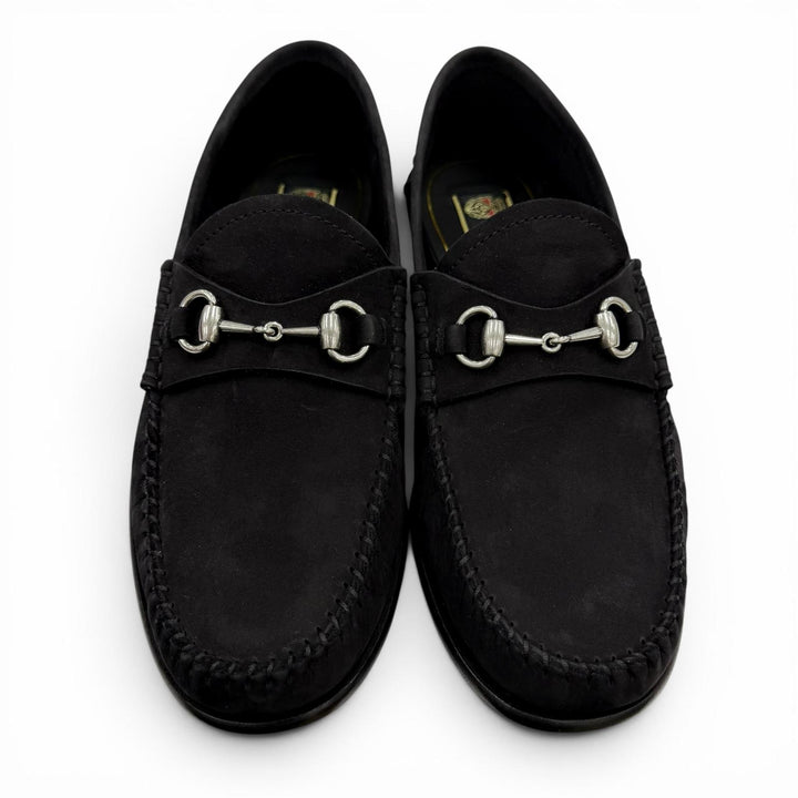 未使用品◇GUCCI グッチ 1953 ヌバック ホースビット レザー 2WAYシューズ ローファー ブラック 35 イタリア製 定価148500円 箱・袋付き