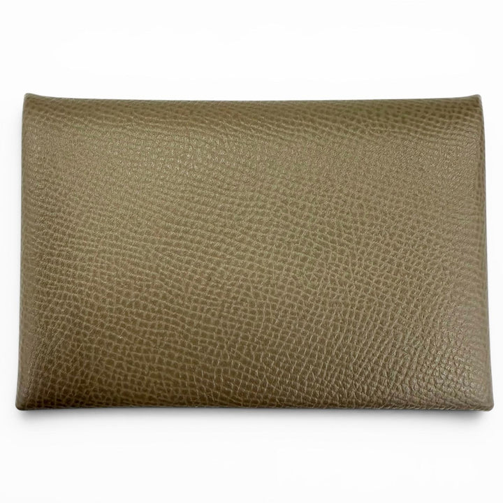 未使用品☆HERMES エルメス カルヴィ ヴォーエプソン エトゥープ パスケース 名刺入れ カードケース W刻印 フランス製 レディース