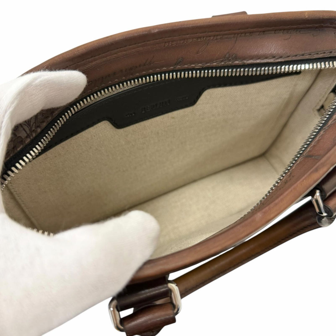 極美品□BERLUTI ベルルッティ アンジュール・ガリバー メッセンジャー レザー カリグラフィ スクリット 2WAY ショルダーバッグ ブラウン