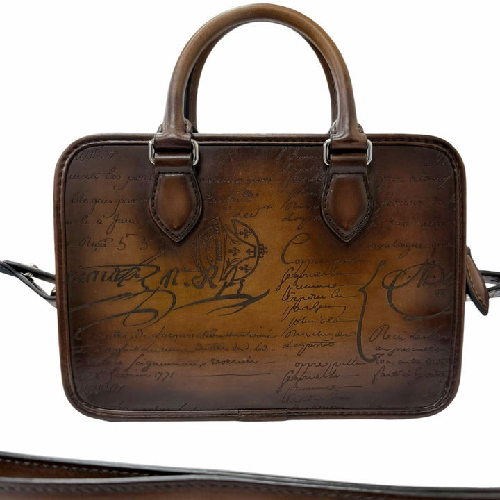 極美品□BERLUTI ベルルッティ アンジュール・ガリバー メッセンジャー レザー カリグラフィ スクリット 2WAY ショルダーバッグ ブラウン