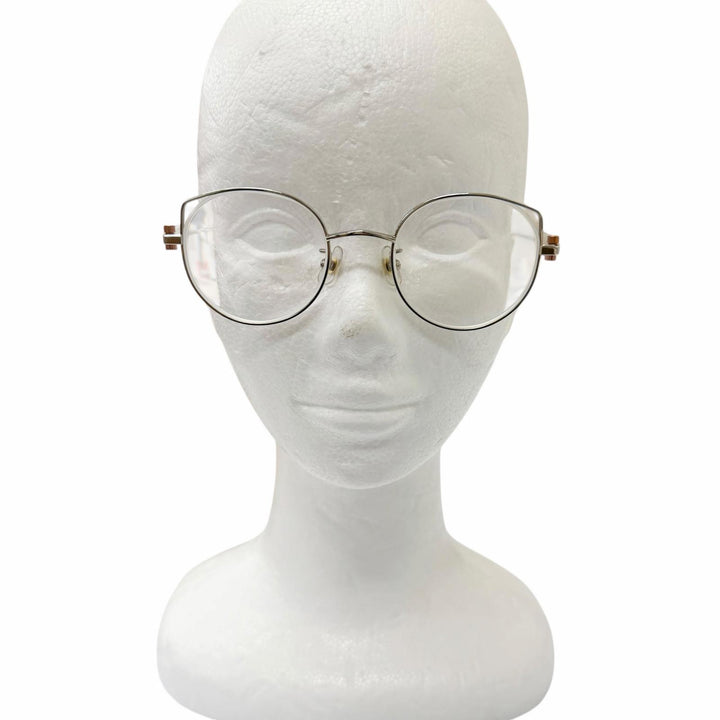 美品□megane and me メガネアンドミー ME014 NORAH チタン メガネ 眼鏡 アイウェア シルバー ブロンズ 47□20-140 度入り メンズ