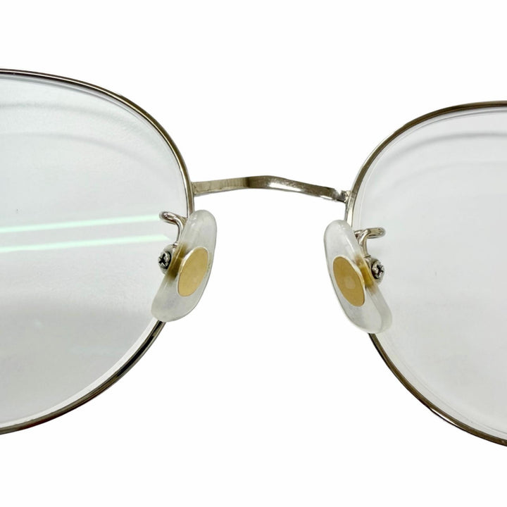 美品□megane and me メガネアンドミー ME014 NORAH チタン メガネ 眼鏡 アイウェア シルバー ブロンズ 47□20-140 度入り メンズ