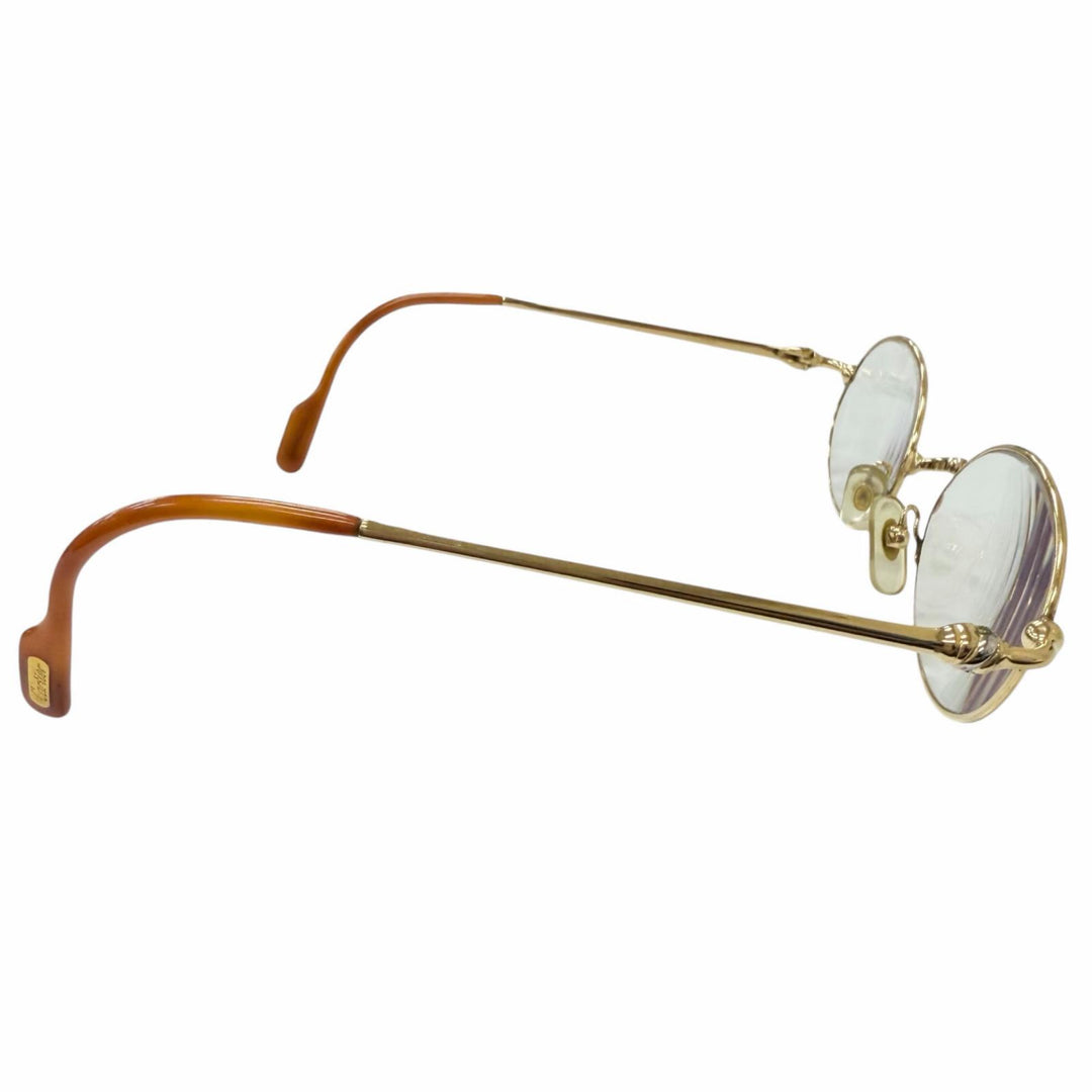 良品□Cartier カルティエ ヴィンテージ トリニティ オーバル型 メガネ 眼鏡 アイウェア ゴールド 49□21 度入り フランス製 メンズ