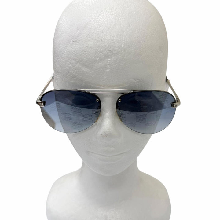 良品□LOUIS VUITTON ルイヴィトン Z1271E サングラス･クロックワイズ ダミエ ティアドロップ シルバー 60□14-140 イタリア製 メンズ