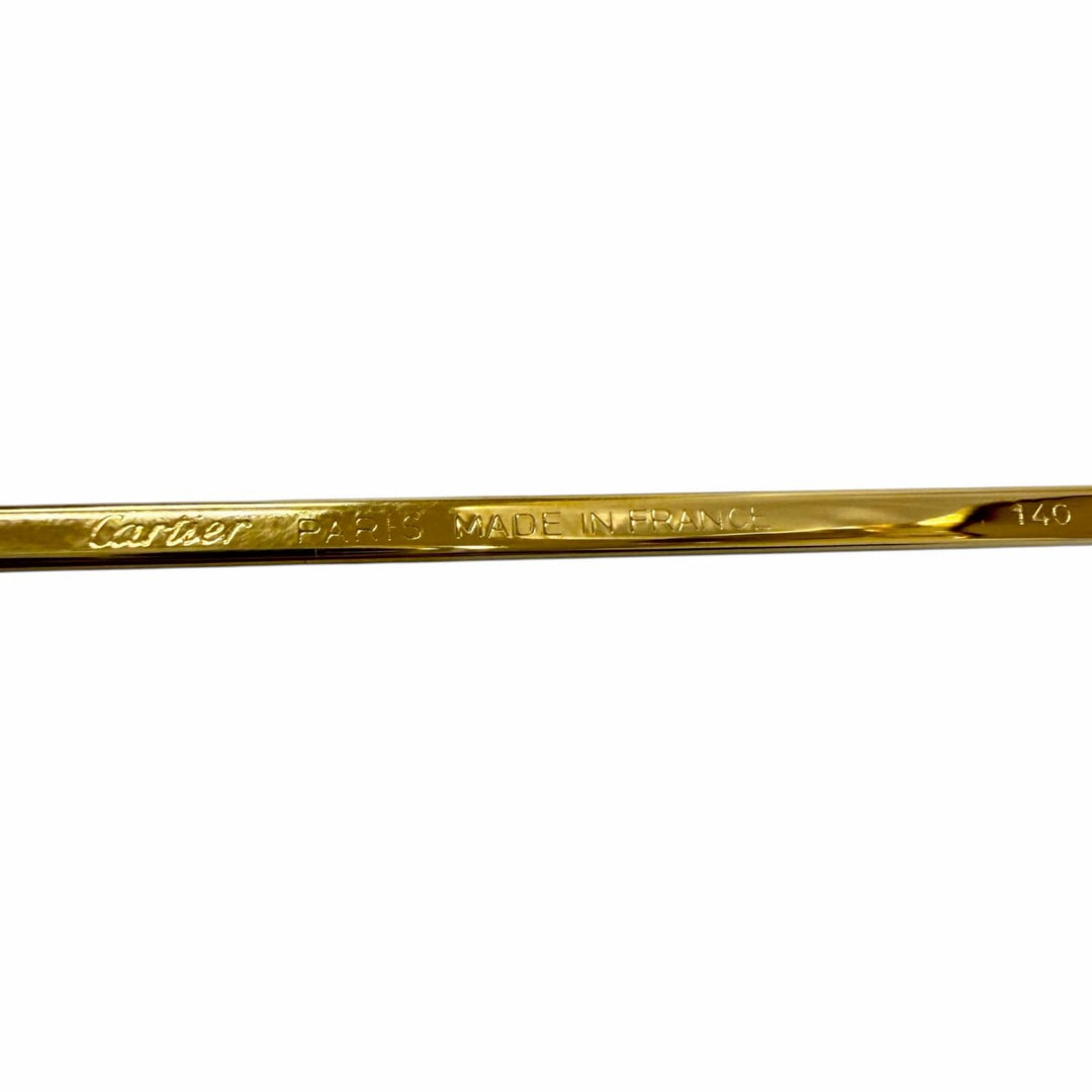 極美品□Cartier カルティエ ヴィンテージ トリニティ ツーブリッジ サングラス アイウェア ゴールド ボルドー 62□14 フランス製 メンズ