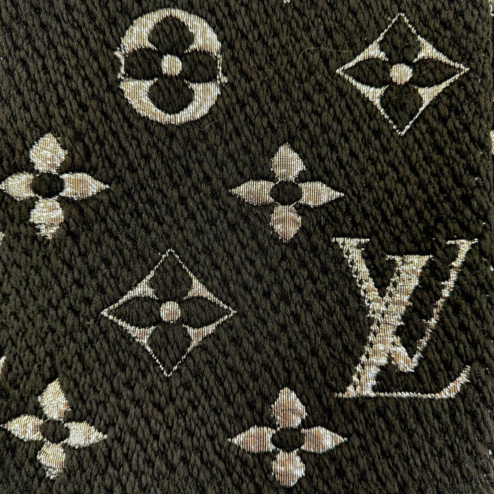 美品☆LOUIS VUITTON ルイヴィトン M75833 エシャルプ・ロゴマニア シャイン ウール シルク ノワール フリンジ付 マフラー 伊製 正規品