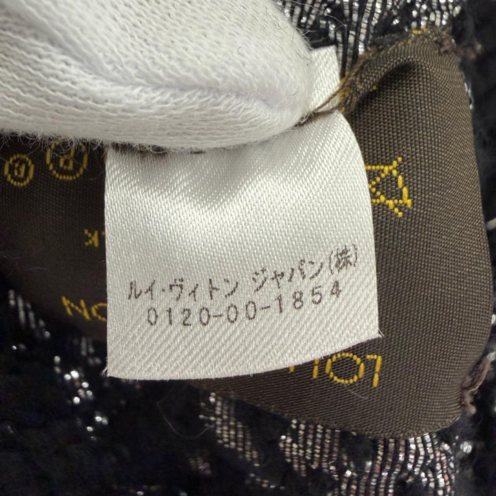 美品☆LOUIS VUITTON ルイヴィトン M75833 エシャルプ・ロゴマニア シャイン ウール シルク ノワール フリンジ付 マフラー 伊製 正規品
