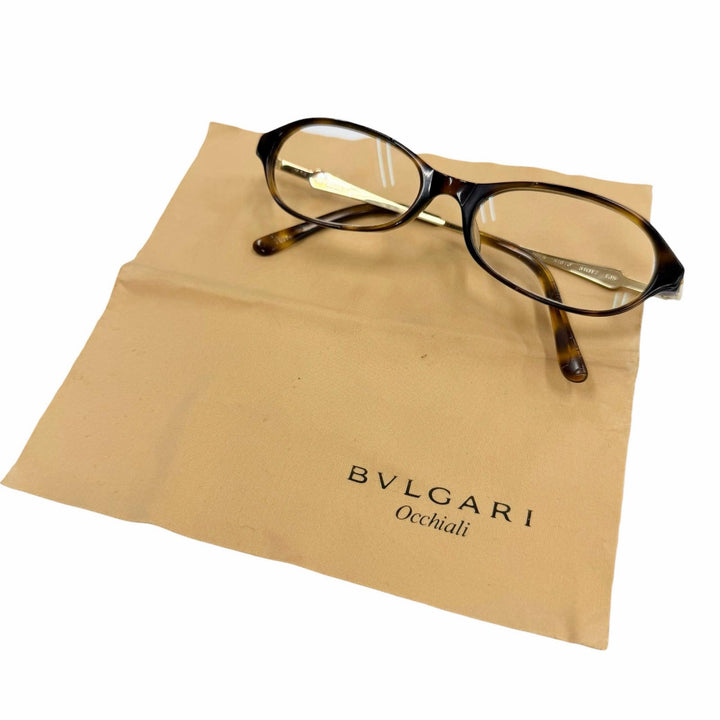 人気▼BVLGARI ブルガリ ヴィンテージ K18 スクエア メガネ 眼鏡 アイウェア ブラウンデミ ゴールド 51□17 135 度入り 総重量26.29g