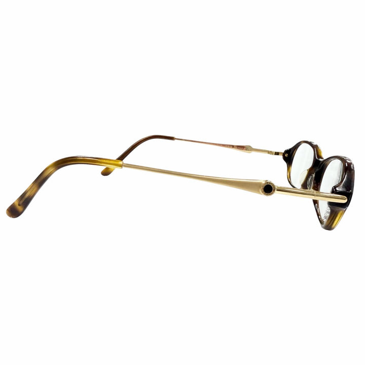 人気▼BVLGARI ブルガリ ヴィンテージ K18 スクエア メガネ 眼鏡 アイウェア ブラウンデミ ゴールド 51□17 135 度入り 総重量26.29g