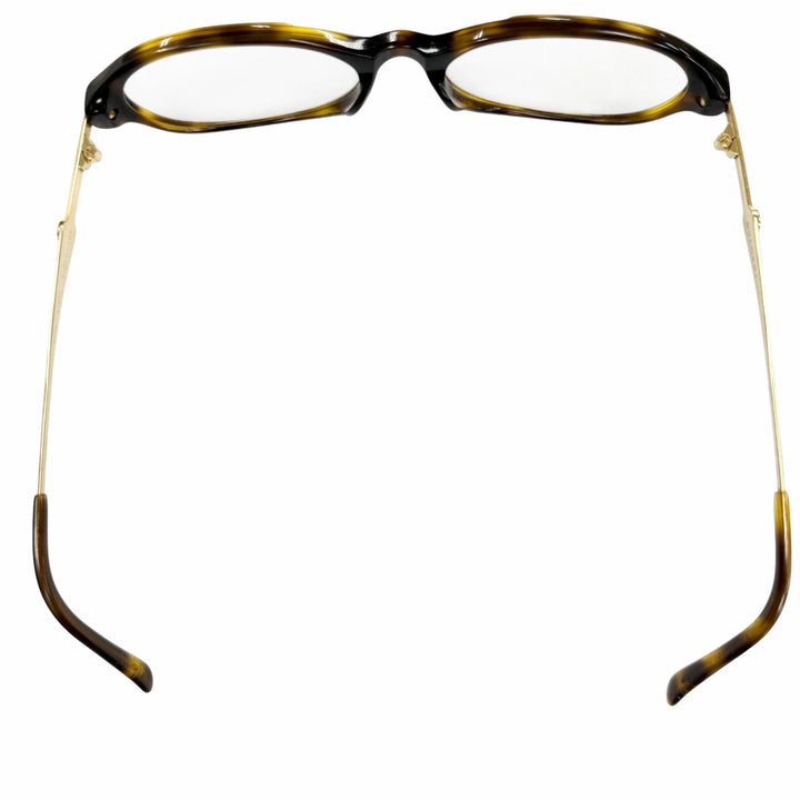人気▼BVLGARI ブルガリ ヴィンテージ K18 スクエア メガネ 眼鏡 アイウェア ブラウンデミ ゴールド 51□17 135 度入り 総重量26.29g