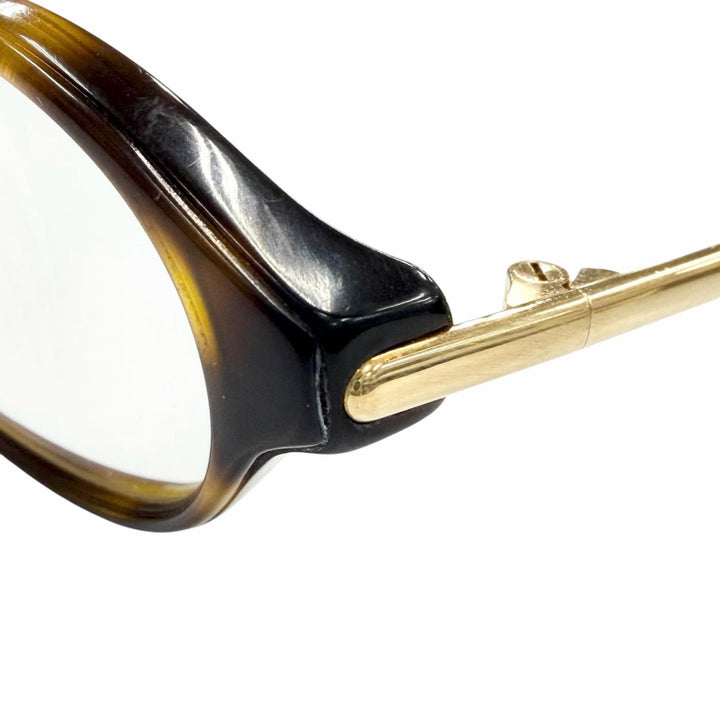 人気▼BVLGARI ブルガリ ヴィンテージ K18 スクエア メガネ 眼鏡 アイウェア ブラウンデミ ゴールド 51□17 135 度入り 総重量26.29g