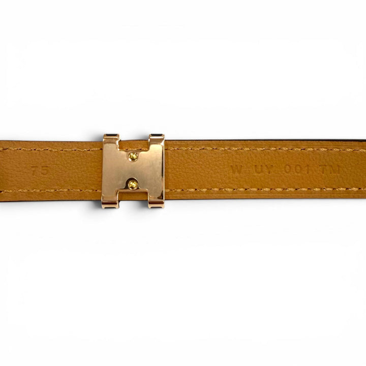 未使用品★HERMES エルメス ポップH 15 ブラック ヴォーエプソン ゴールデンローズ金具 ベルト 75 W刻印 フランス製 箱・保存袋付き