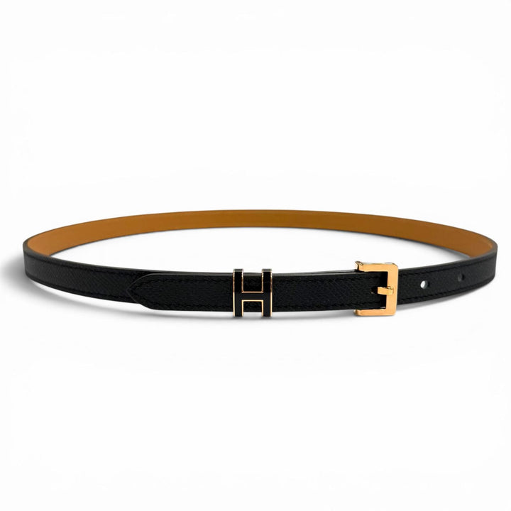 未使用品★HERMES エルメス ポップH 15 ブラック ヴォーエプソン ゴールデンローズ金具 ベルト 75 W刻印 フランス製 箱・保存袋付き
