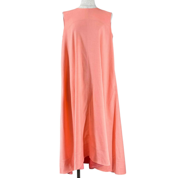 極美品▲DRAWER ドゥロワー 22SS 6526-234-1363 リネン混 ノースリーブ ドレス ワンピース サーモンピンク 36 日本製 正規品 レディース