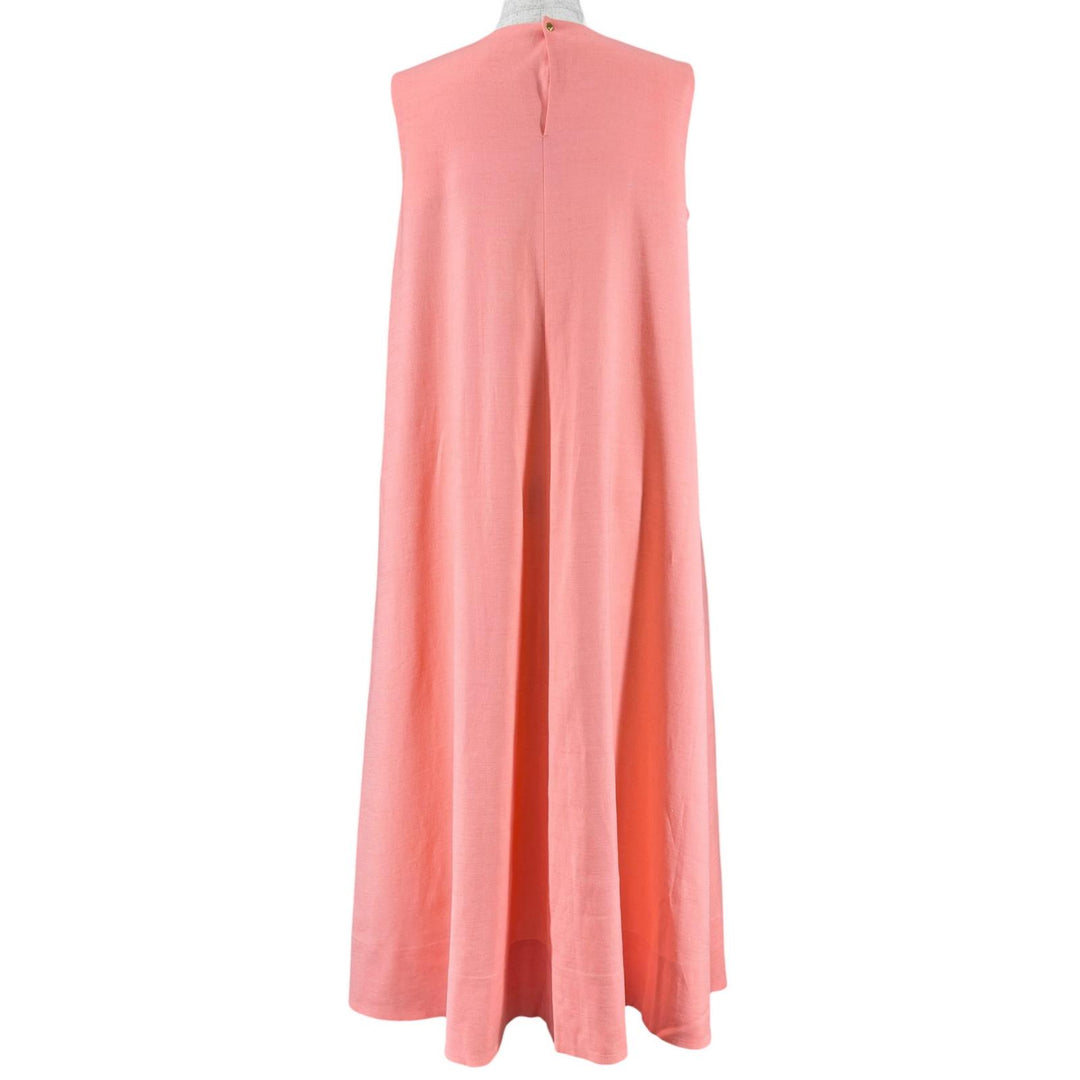 極美品▲DRAWER ドゥロワー 22SS 6526-234-1363 リネン混 ノースリーブ ドレス ワンピース サーモンピンク 36 日本製 正規品 レディース