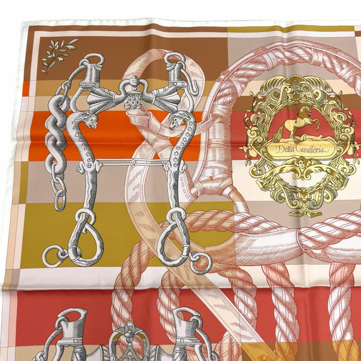 極美品★HERMES エルメス カレ90 ガヴロッシュ デッラ カヴァッレリア シルク100％ ダブルフェイス スカーフ マルチ フランス製 箱付き