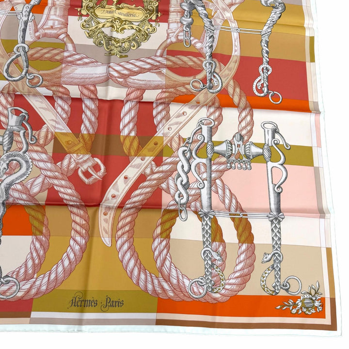 極美品★HERMES エルメス カレ90 ガヴロッシュ デッラ カヴァッレリア シルク100％ ダブルフェイス スカーフ マルチ フランス製 箱付き
