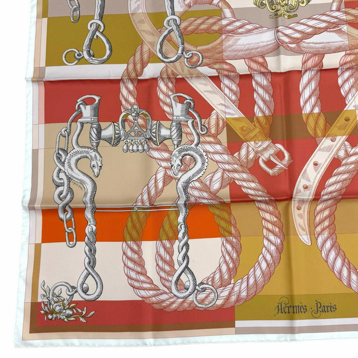 極美品★HERMES エルメス カレ90 ガヴロッシュ デッラ カヴァッレリア シルク100％ ダブルフェイス スカーフ マルチ フランス製 箱付き