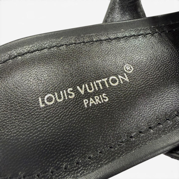 未使用品☆LOUIS VUITTON ルイヴィトン 2024年製 レガシー・ライン レザー モノグラムキャンバス フラット サンダル ブラック 39 伊製