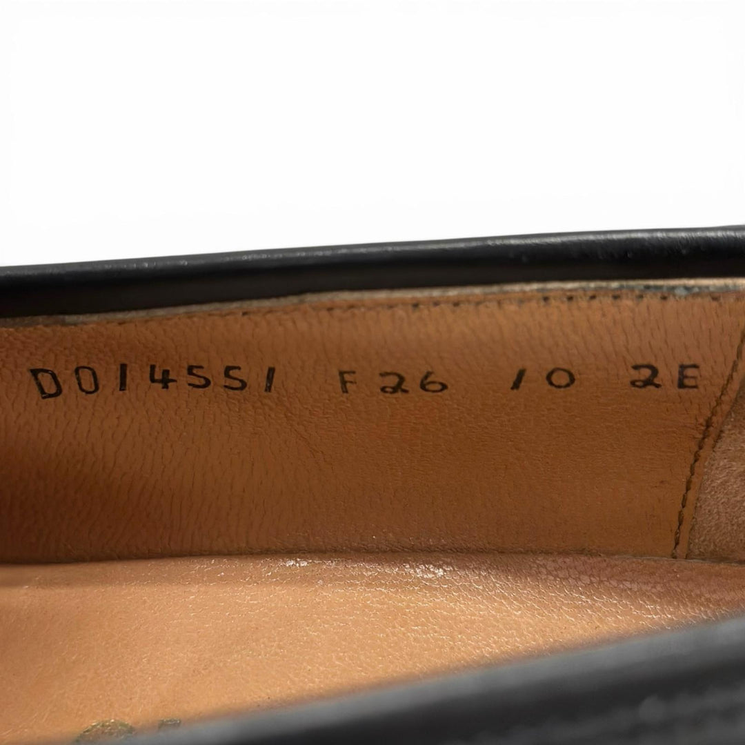 【ドンドン見直し】美品 ▲FERRAGAMO フェラガモ ダブルガンチーニ レザー ローファー ブラック シルバー金具 正規品 10 メンズ