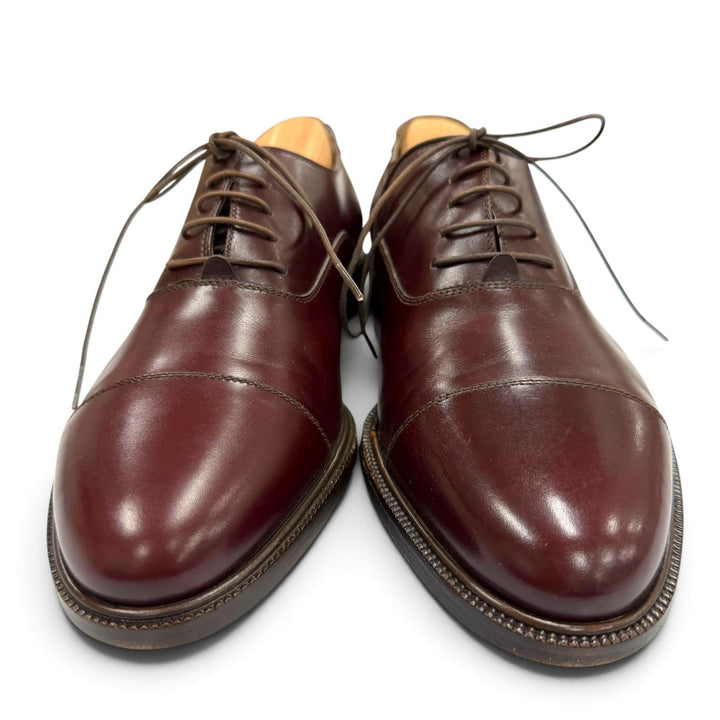 未使用品▼Salvatore Ferragamo サルヴァトーレフェラガモ ストレートチップ レースアップ レザーシューズ ブラウン 6 イタリア製 メンズ